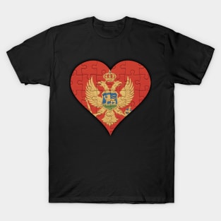 Montenegrin Jigsaw Puzzle Heart Design - Gift for Montenegrin With Montenegro Roots T-Shirt